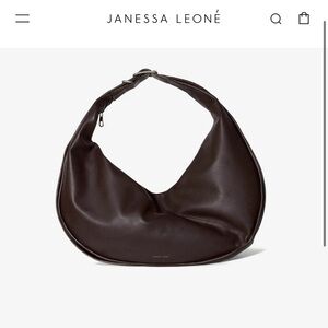 Janessa Leone Chocolate Brown Leather Crescent Hobo